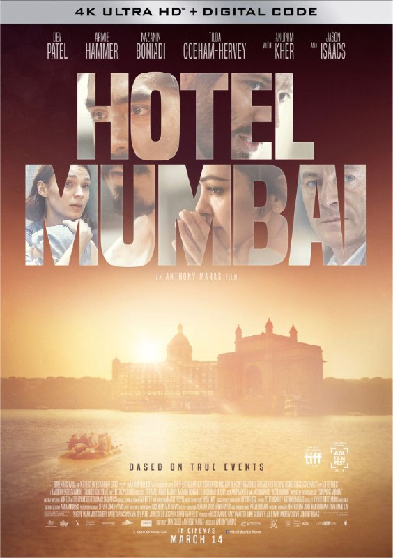 名称：孟买酒店 (2019) 4K 高码 国英双音轨 简中硬字幕描述：影片真实再现震惊世界的“印度9·11”孟买恐袭事件，2008年11月，著名的泰姬陵酒店意外遭到恐怖分子入侵，恐怖分子无差别行凶，让整个酒店陷入绝望之境，百余名酒店住客及员工被困，无人得知何时能等来救援，一场与死神的赛跑就此开启…链接：