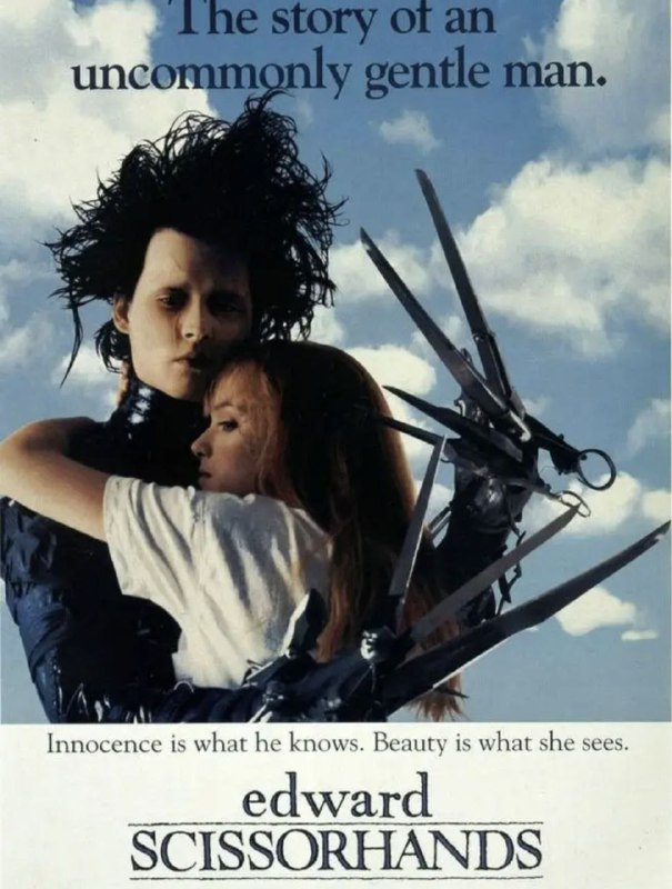 名称：剪刀手爱德华 (1990) 4K SDR 外挂简中字幕描述：爱德华（约翰尼•戴普 饰）是一个机器人，他拥有人的心智，却有一双剪刀手，孤独地生活在古堡里，闯入古堡的化妆品推销员佩格把他带回家，让他走进了人类的世界