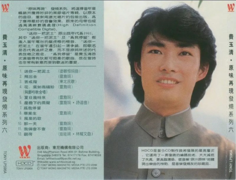 名称：费玉清 - 1981年专辑 - 送你一把泥土   Flac描述：《送你一把泥土》是一首费玉清演唱的歌曲，由涂敏恒作曲作词，收录于《永恒经典金曲》