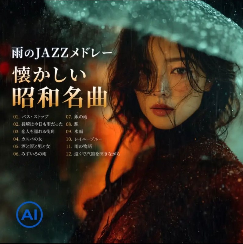 名称：懐かしい昭和名曲集【雨のJAZZメドレー】FLAC描述：ai爵士女声百度：