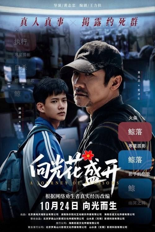 名称：向光花盛开 (2025) 4K HDR描述：我叫夏津生，做水产生意，45岁那年我儿子跳楼自杀了，他死后第37天我进了他所有的群，我发现里面全都是有抑郁倾向企图轻生的孩子，我不知道为什么，我在“约死群”留言1万9千次，问过127个男孩，49个女孩，到现在也没有答案……百度：